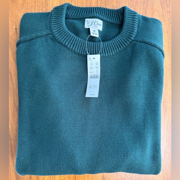 NEW Men’s J. Crew Heritage Cotton Crewneck Sweater in Jcrew Green, Size Medium - Picture 1 of 4